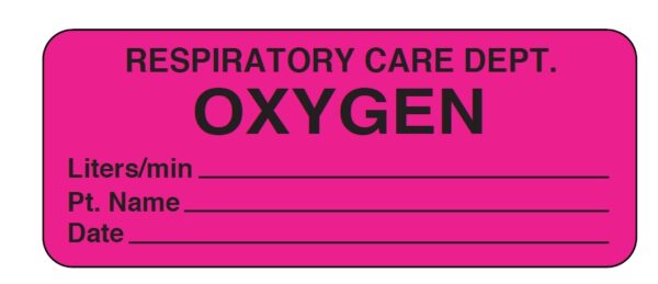 "OXYGEN" Imprinted Label - Fluorescent Pink