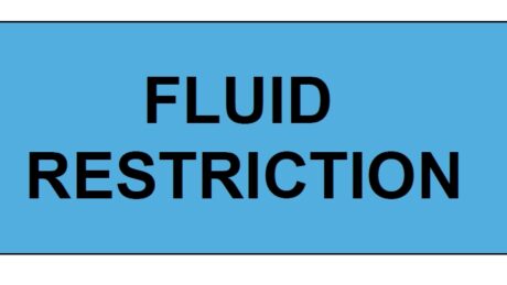 "FLUID RESTRICTION" Imprinted Label - Blue