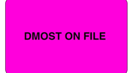 "DMOST ON FILE" Imprinted Label - Fluorescent Pink