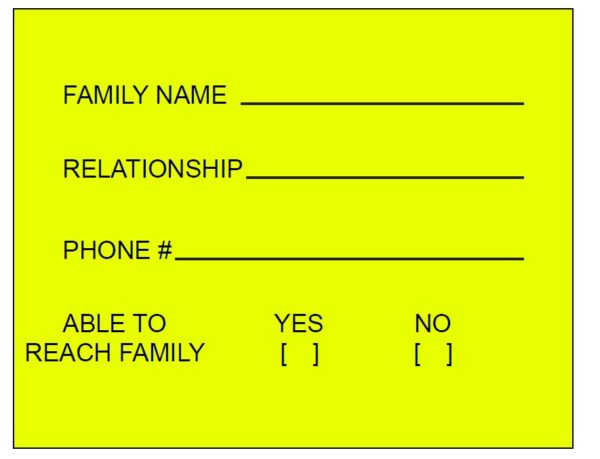 "FAMILY NAME" Imprinted Label - Fluorescent Yellow