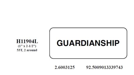 "GUARDIANSHIP" Imprinted Label - White
