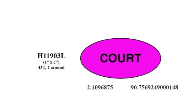 "COURT" Imprinted Label - Fluorescent Pink