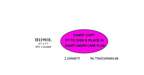 "CHART COPY" Imprinted Label - Fluorescent Pink