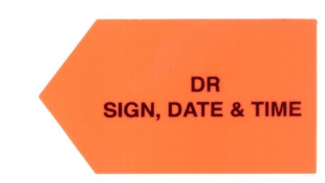 "Custom Larger Arrows-DR SIGN, DATE & NAME" Imprinted Label - FL Orange