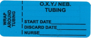 "O.X.Y. NEB TUBING" (wrap around) Imprinted Label - Blue