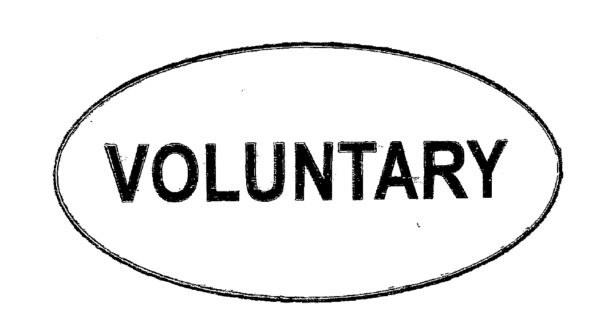 "VOLUNTARY"  Imprinted Label - White