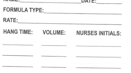 "NAME:___ DATE:___ FORMULA TYPE: ... " Imprinted Label - White