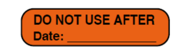 "DO NOT USE AFTER" Imprinted Label - Fluorescent Orange