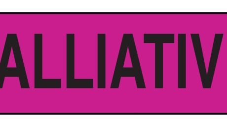 "PALLIATIVE" Imprinted Label - Fluorescent Pink