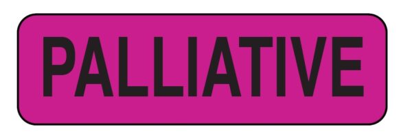 "PALLIATIVE" Imprinted Label - Fluorescent Pink
