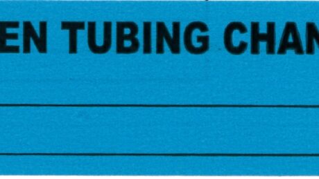 "OXYGEN TUBING CHANGED" Imprinted Label - Blue
