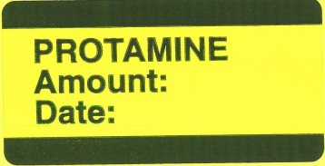 "PROTAMINE AMOUNT: DATE:" Imprinted Label - Fluorescent Yellow
