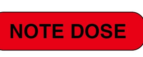 "NOTE DOSE" Imprinted Label - Red