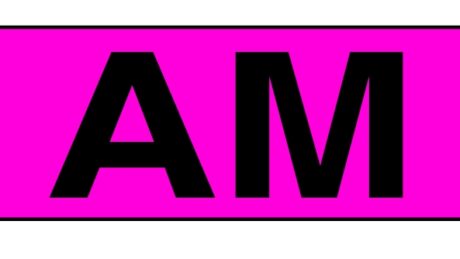 "AM" Imprinted Label - Fluorescent Pink