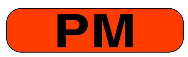"PM" Imprinted Label - Fluorescent Red