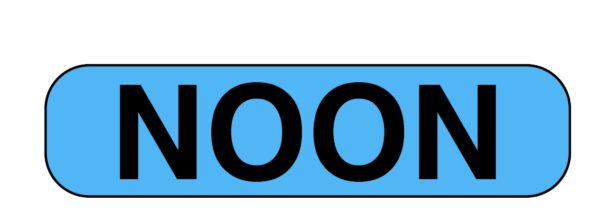 "NOON" Imprinted Label - Blue