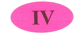 "IV" Imprinted Label - Fluorescent Pink