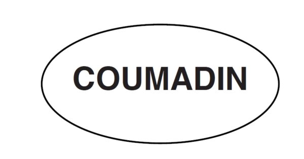 "COUMADIN" Imprinted Label - Fluorescent Red
