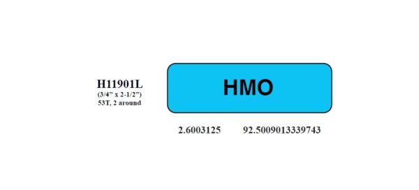 "HMO" Imprinted Label - Blue