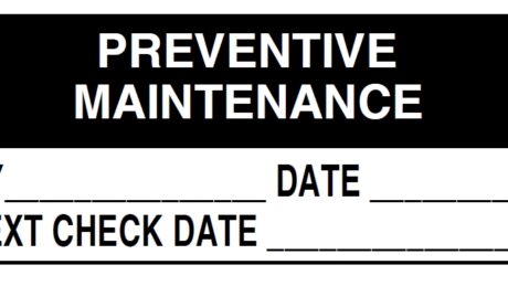 "PREVENTIVE MAINTENANCE" Imprinted Label - Matte White