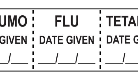 "PNEUMO-FLU-TETANUS" Imprinted Label - Fluorescent Yellow