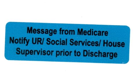 "Message from Medicare" Imprinted Label - Gloss Blue