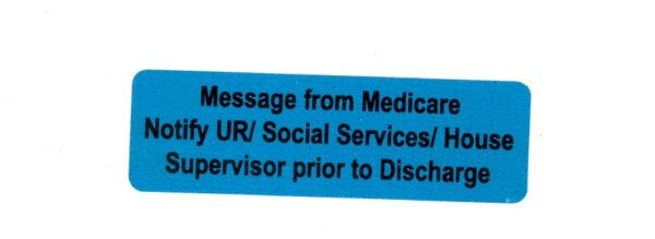 "Message from Medicare" Imprinted Label - Gloss Blue