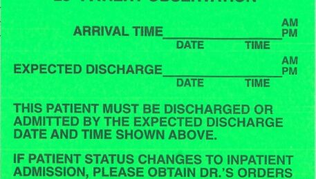 "23o PATIENT OBSERVATION" Imprinted Label - Fluorescent Green