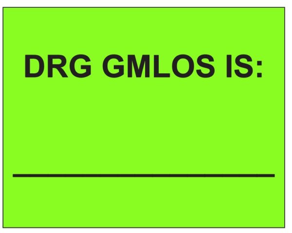 "DRG GMLOS" Imprinted Label - Fluorescent Green