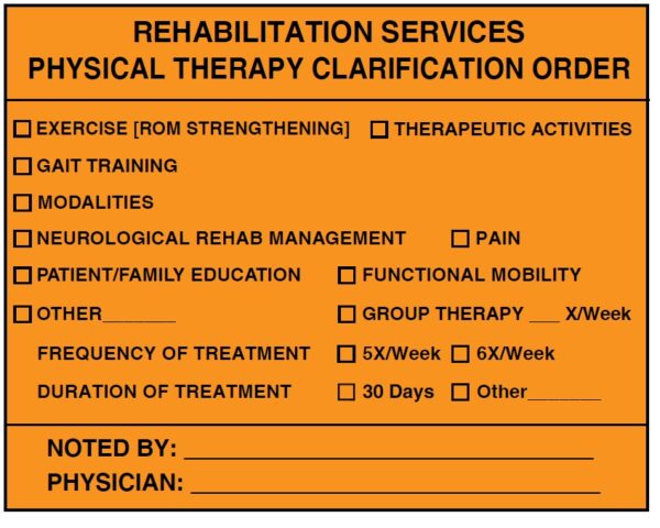 "PHY THERAPY" Imprinted Label - Fluorescent Orange