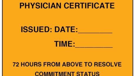 "PHYS CERTIFICATE" Imprinted Label - Fluorescent Orange