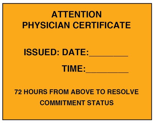 "PHYS CERTIFICATE" Imprinted Label - Fluorescent Orange