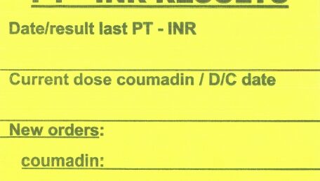 "PT - INR RESULTS" Imprinted Label - Fluorescent Yellow