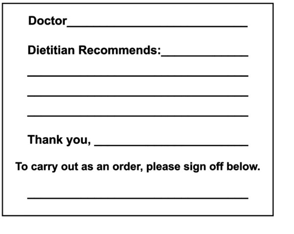 "DOCTOR ___ DIETITIAN RECOMMENDS" Imprinted Label - White