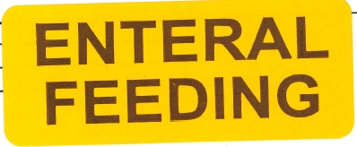 "ENTERAL FEEDING" Imprinted Label - Fluorescent Orange