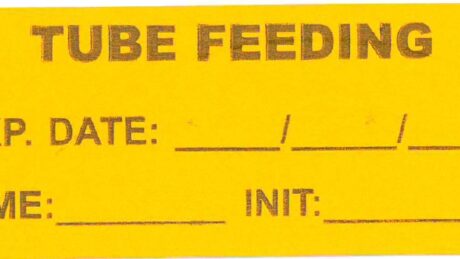 "TUBE FEEDING" Imprinted Label - Fluorescent Orange