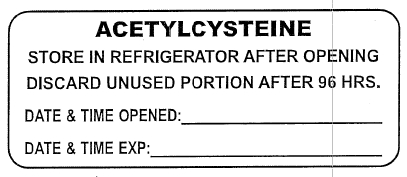 "ACETYLCYSTEINE" Imprinted Label - Fluorescent Pink