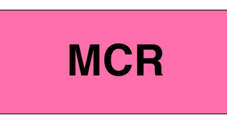"MCR" Imprinted Label - Fluorescent Pink