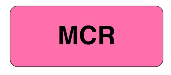 "MCR" Imprinted Label - Fluorescent Pink