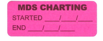 "MDS CHARTING" Imprinted Label - Fluorescent Pink