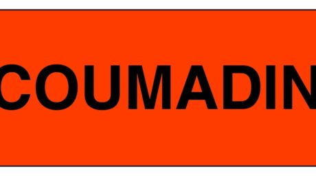 "COUMADIN" Imprinted Label - Fluorescent Red