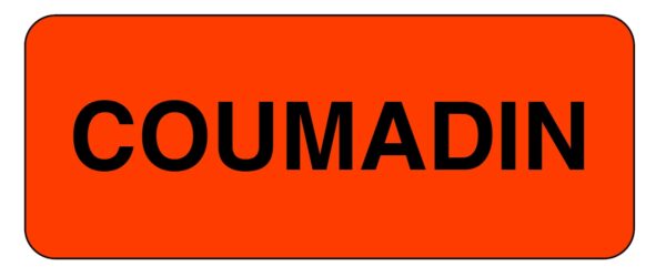 "COUMADIN" Imprinted Label - Fluorescent Red