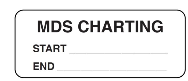 "MDS CHARTING START__END__" Imprinted Label - Fluorescent Green
