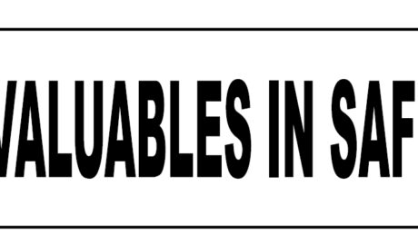 "VALUABLES IN SAFE" Imprinted Label - Fluorescent Red