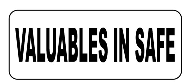 "VALUABLES IN SAFE" Imprinted Label - Fluorescent Red