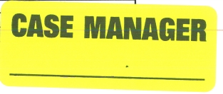 "CASE MANAGER _____________" Imprinted Label - Fluorescent Yellow