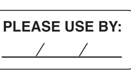 "PLEASE USE BY" Imprinted Label - Fluorescent Yellow