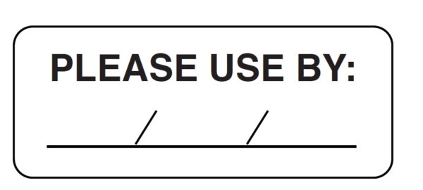 "PLEASE USE BY" Imprinted Label - Fluorescent Yellow