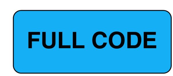 "FULL CODE" Imprinted Label - Gloss Blue