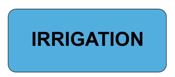 "IRRIGATION" Imprinted Label - Gloss Blue
